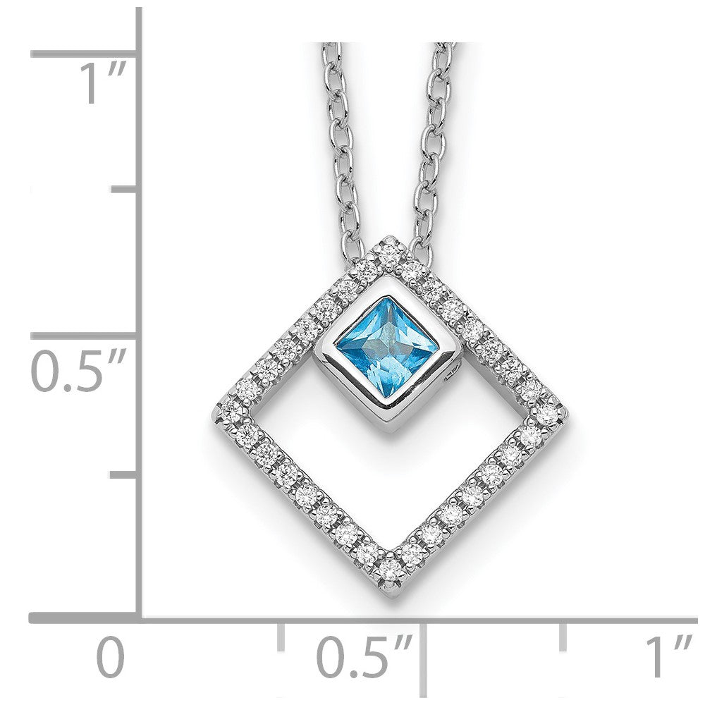 Sterling Silver RH-plated 5mm CZ and Spinel w/1in. Ext. Necklace 16 Inches