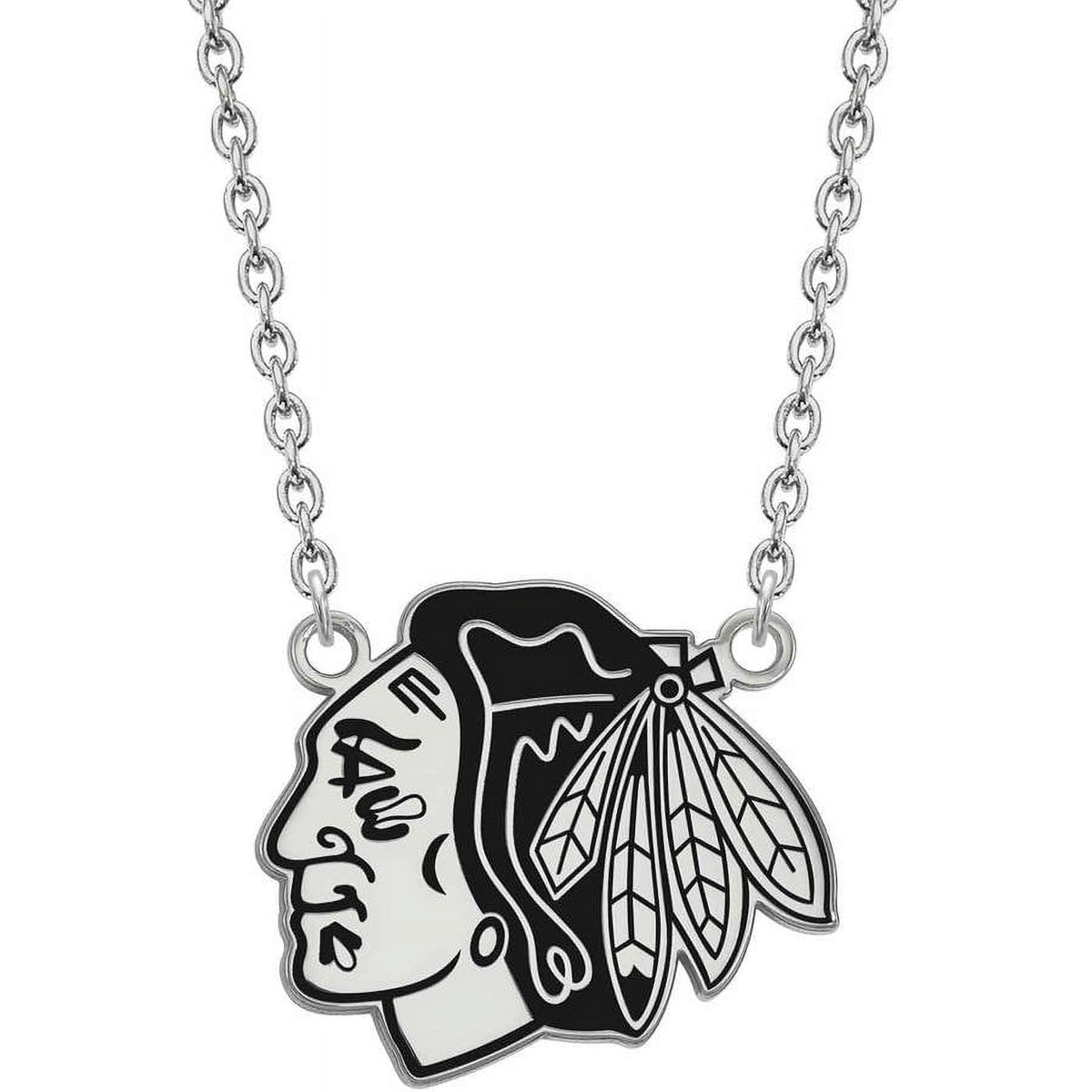 LogoArt NHL Chicago Blackhawks Sterling Silver Large Enameled Pendant with Necklace