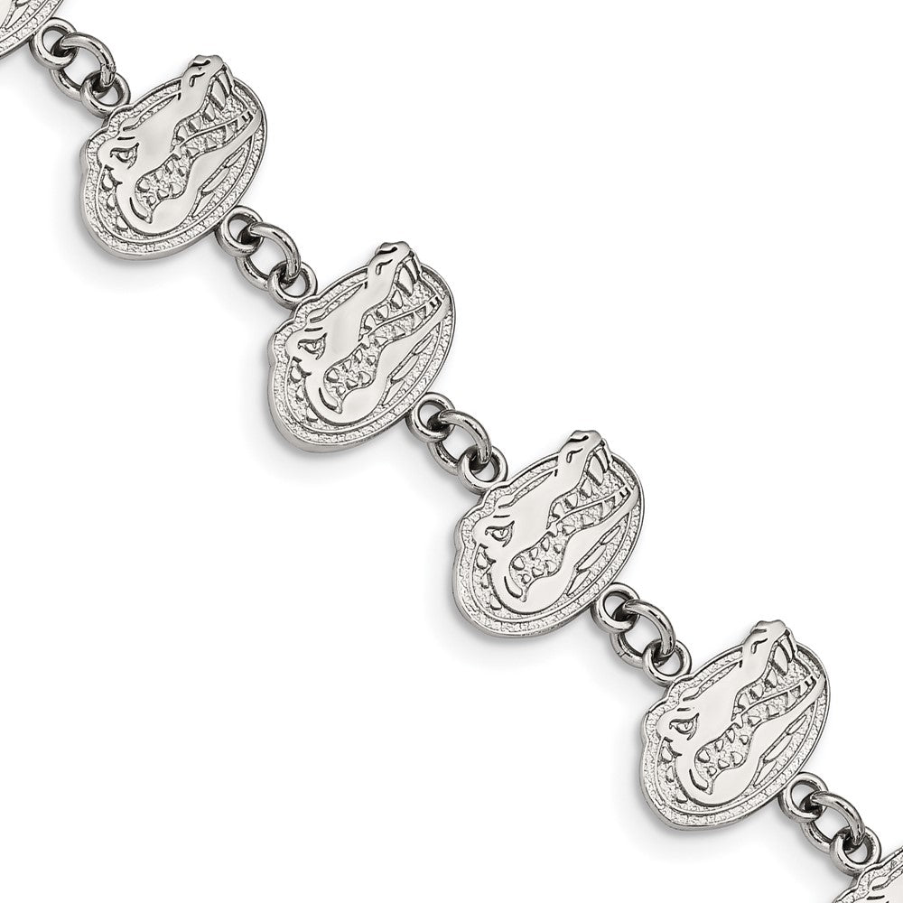 Stainless Steel LogoArt University of Florida Gator Link 7 inch Bracelet with 1.5 inch Extender QST515UFL