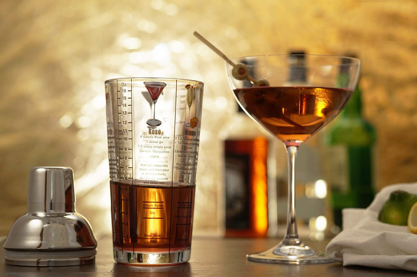 16 ounce Wine Recipes Printed Glass Cocktail Shaker QGM22651
