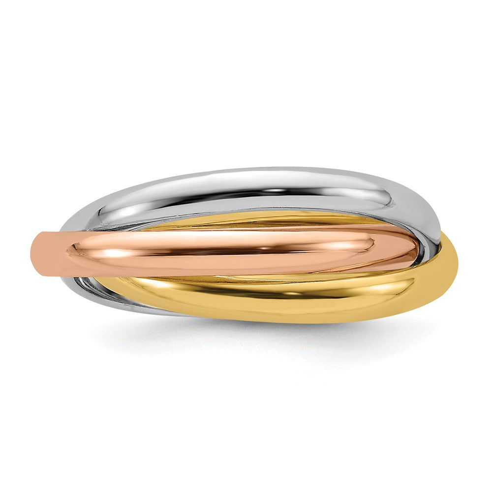 10k Tri-color Polished Rolling Ring