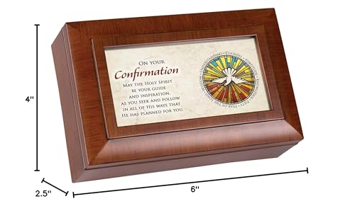 Confirmation Holy Spirit Woodgrain Petite Traditional Music Box Plays How Great Thou Art