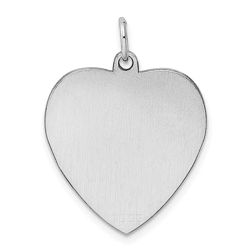 SS Rh-plt Engraveable Heart Polished Front/Satin Back Disc Charm