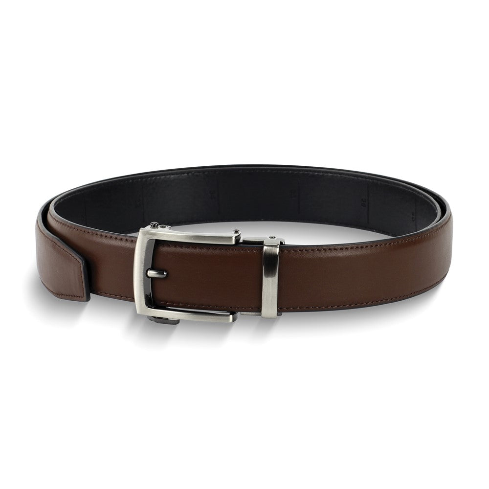 Brown Vegan Leather Comfort Fit Ratchet Belt Adjusts From 28 to 48 Inches