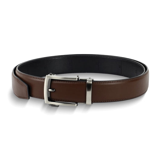 Brown Vegan Leather Comfort Fit Ratchet Belt Adjusts From 28 to 48 Inches