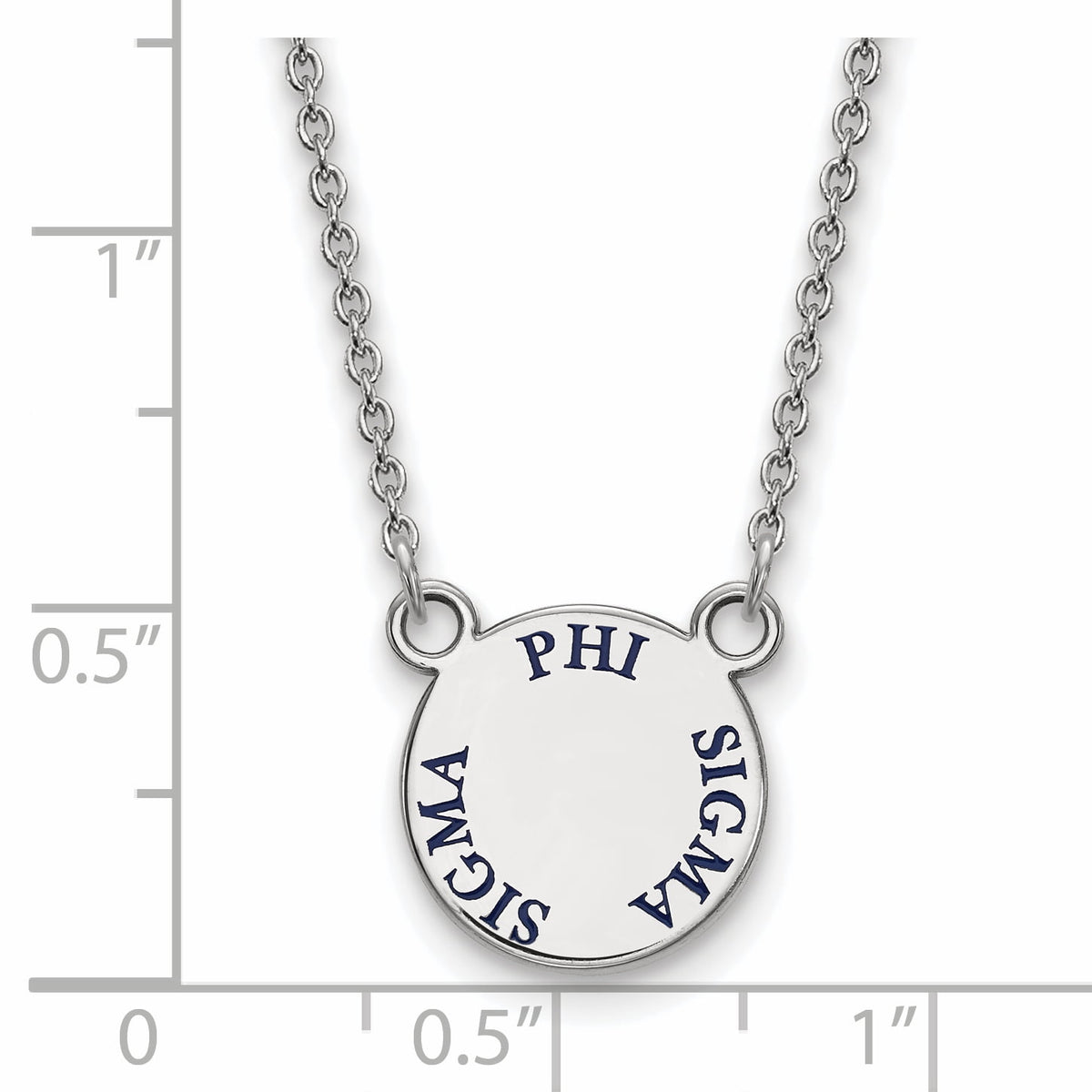 Sterling Silver 18in Official Licensed Greek Sororities Phi Sigma Sigma (???) XS Enamel Pendant w/Necklace