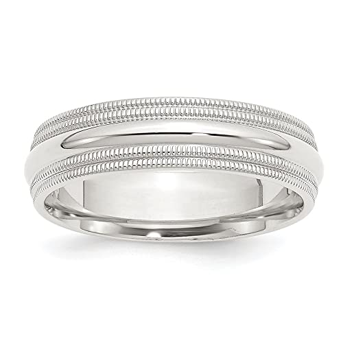 925 Sterling Silver Polished 6mm Comfort-Fit Double Milgrain Size 5.5 Band Ring Ring for Women and Men
