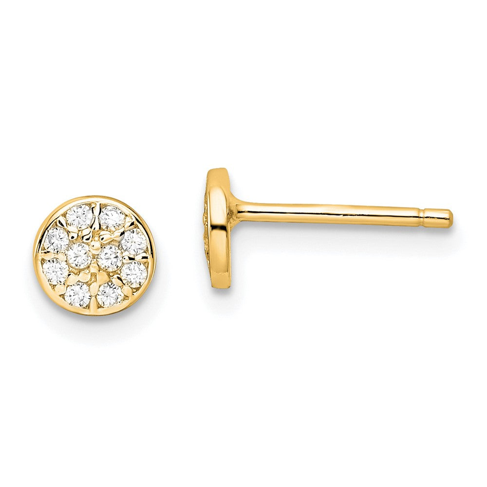 Cheryl M Sterling Silver Gold-plated Polished Pave CZ Circle Post Earrings
