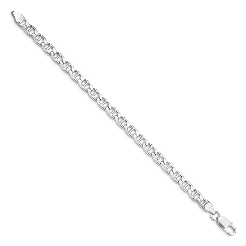 Sterling Silver Rhodium-plated 6.5mm D/C Flat Anchor Curb Chain 9 inches