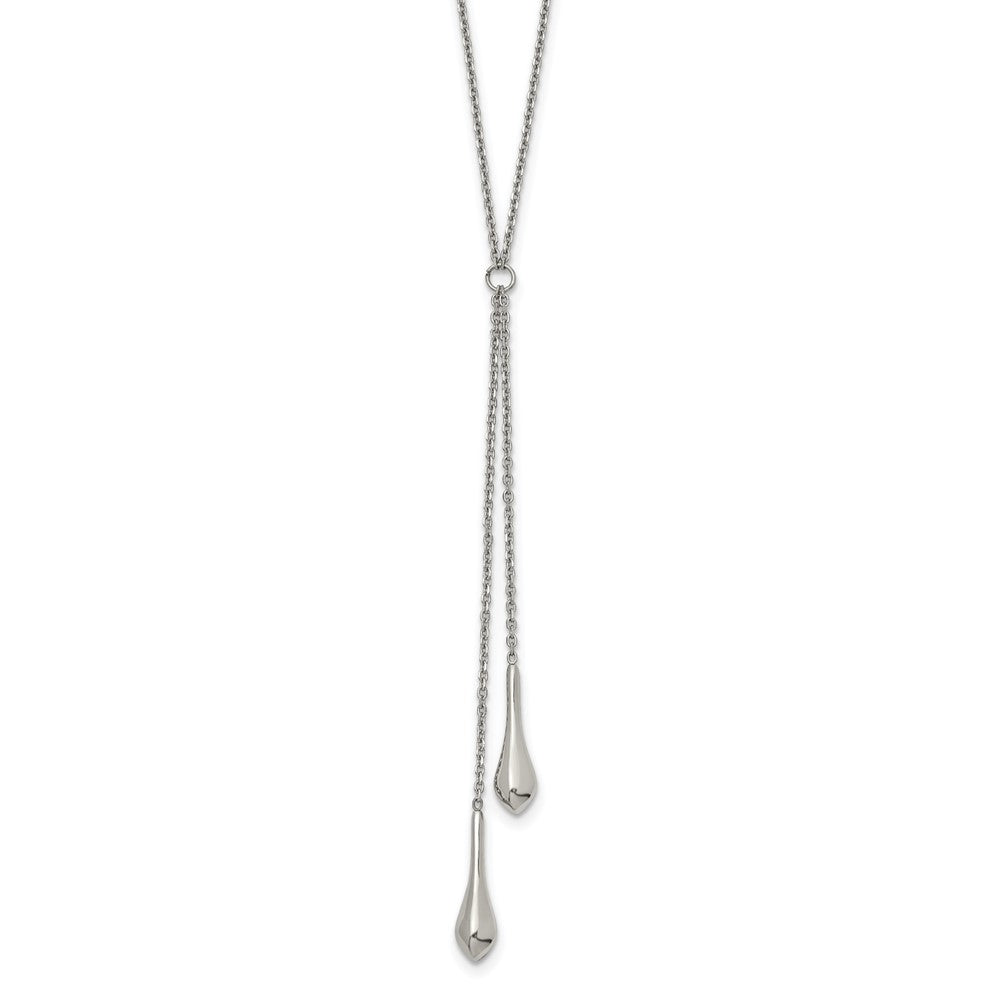 Stainless Steel Polished with 3.5in Dangle 16.5in Necklace