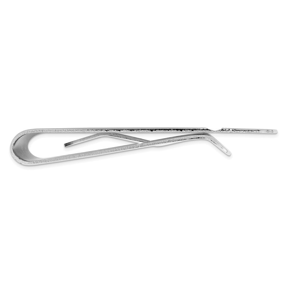 Rhodium-plated Kelly Waters Satin Money Clip with Polished End