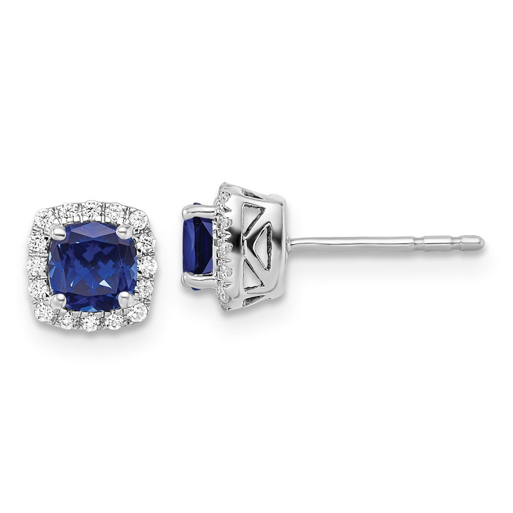 10ky ANT Created Blue Sapphire and Diamond Earring