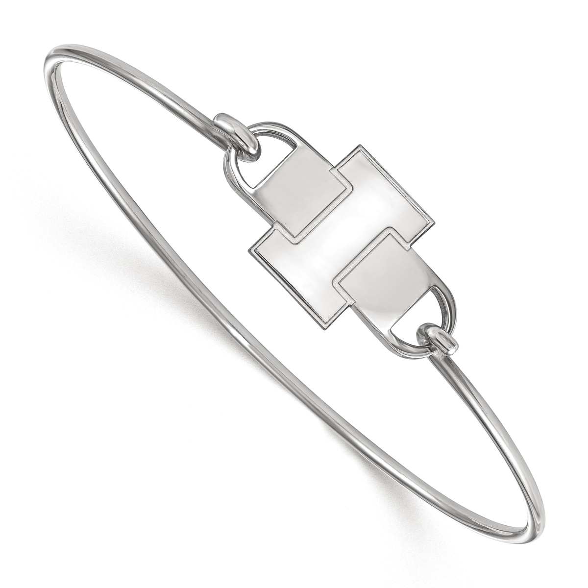 LogoArt Sterling Silver University Of Illinois Small Ctr Wire Bangle