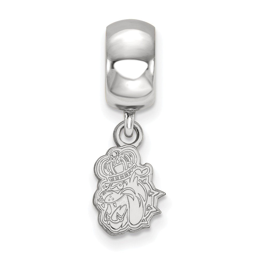 Sterling Silver Rhodium-plated LogoArt James Madison University Duke Dog Extra Small Dangle Bead Charm