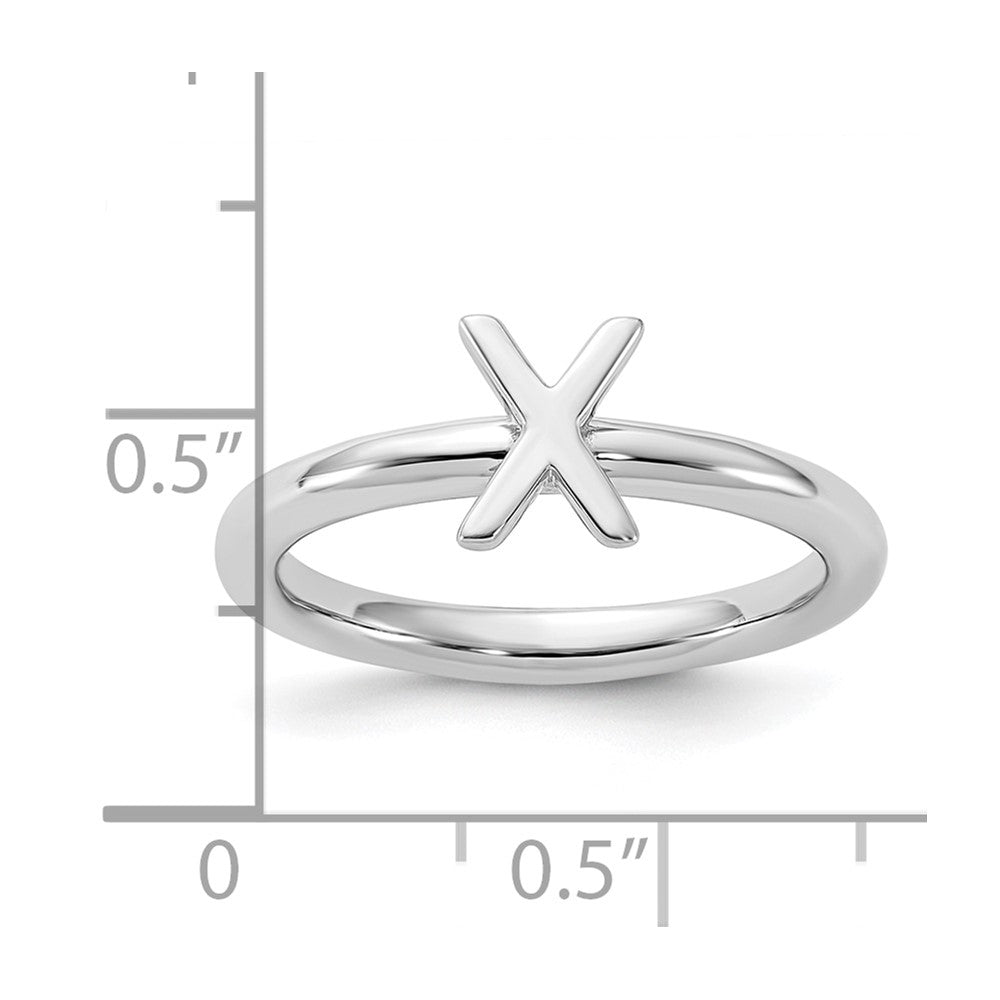 Sterling Silver Stackable Expressions Rhodium-plated X Ring Size -6