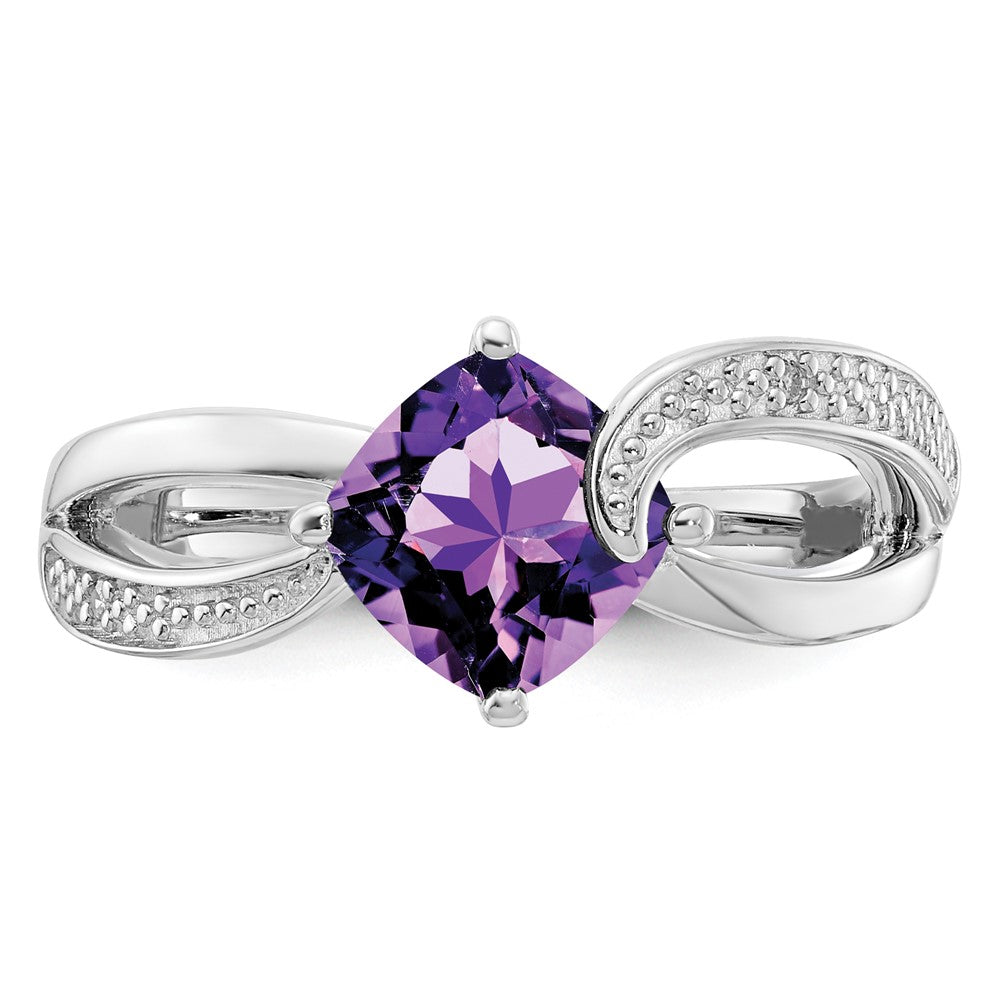 Sterling Silver ANC Amethyst & Diamond Ring