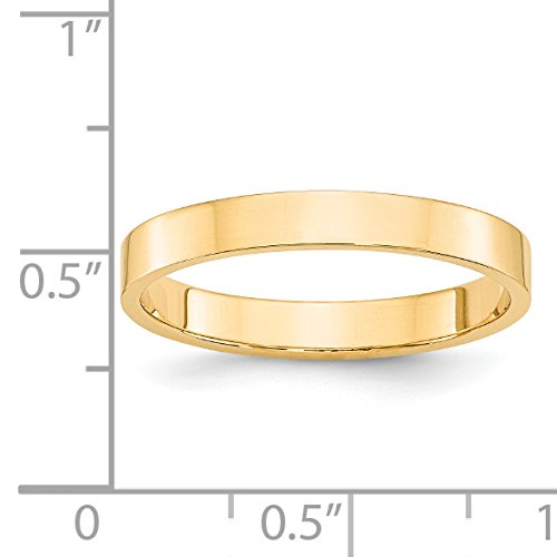 14k Yellow Gold 3mm Lightweight Flat Wedding Band Size 4.5