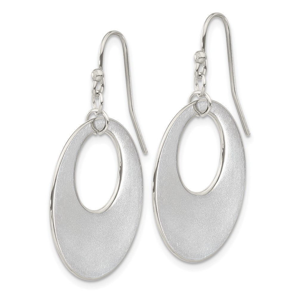 Stainless Steel Polished Circles Dangle Shepherd Hook Earrings