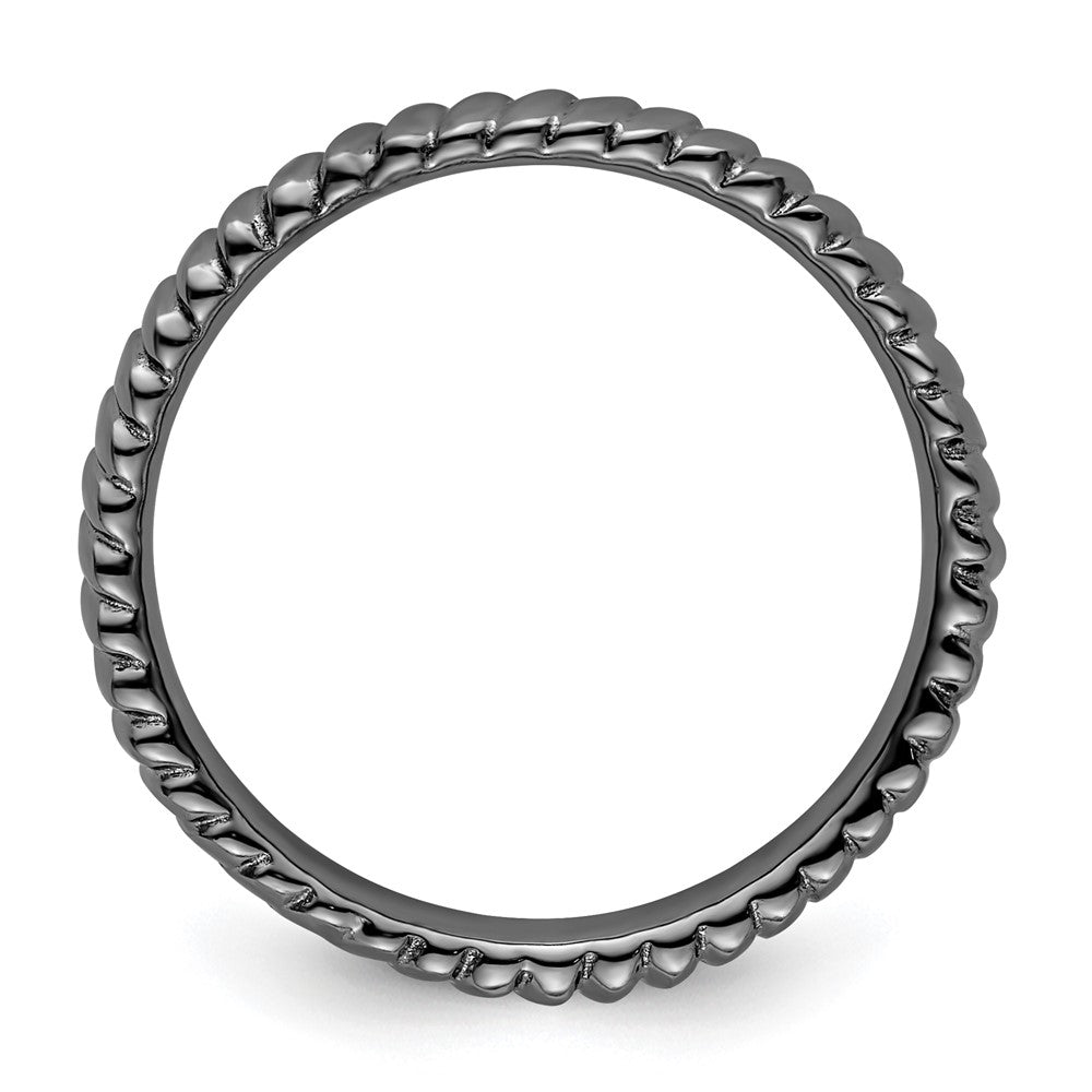 Sterling Silver Stackable Expressions Black-plated Ring Size -6