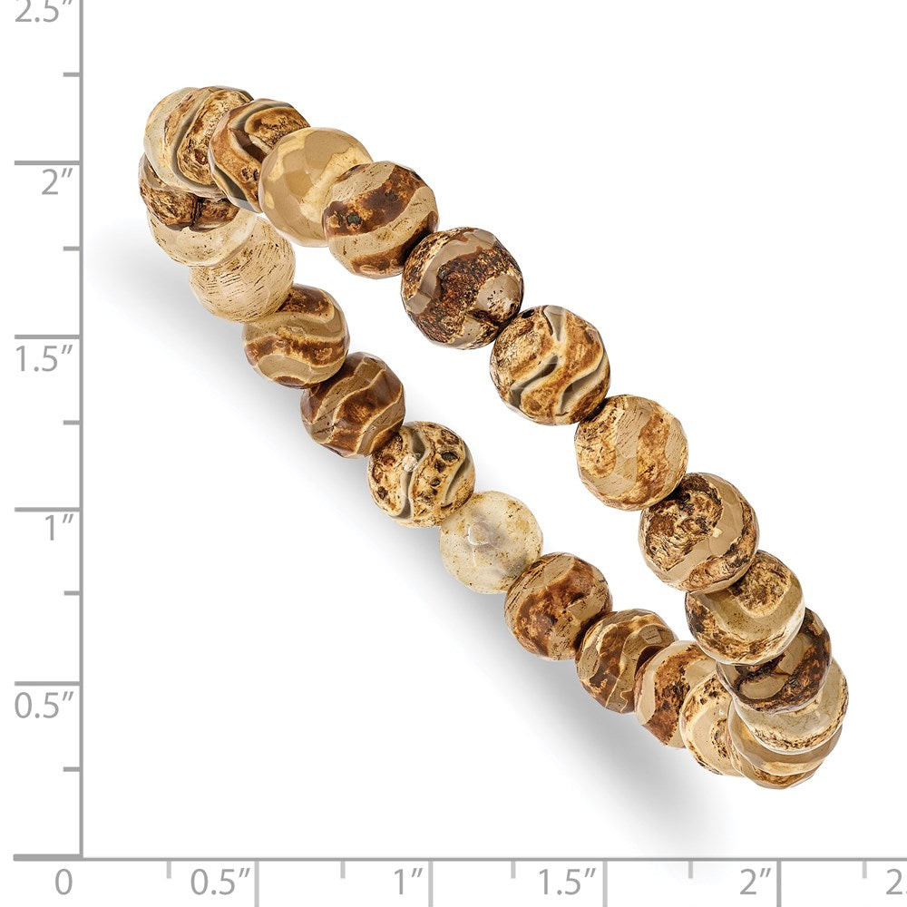 Beaded Stretch Celestial Pillar Agate Bracelet