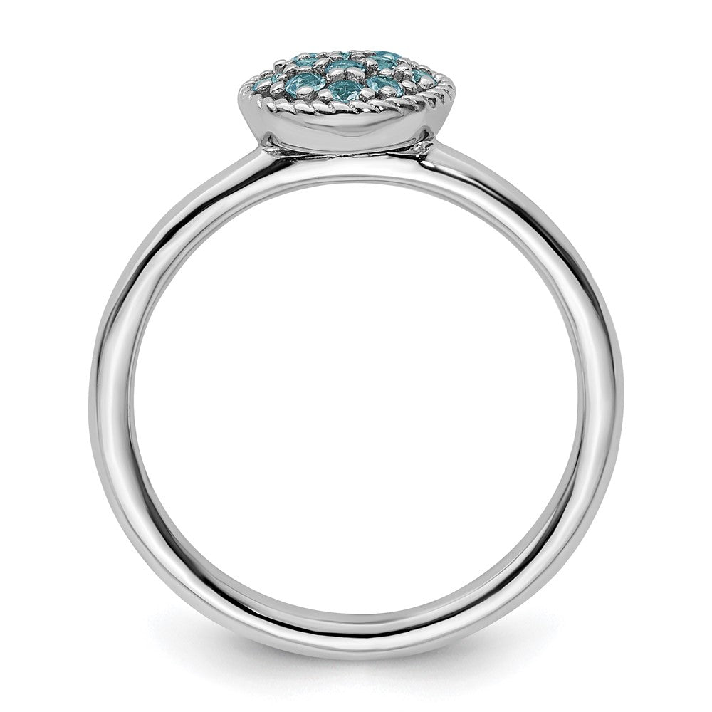 Sterling Silver Stackable Expressions Blue Topaz Rhodium Ring Size -9