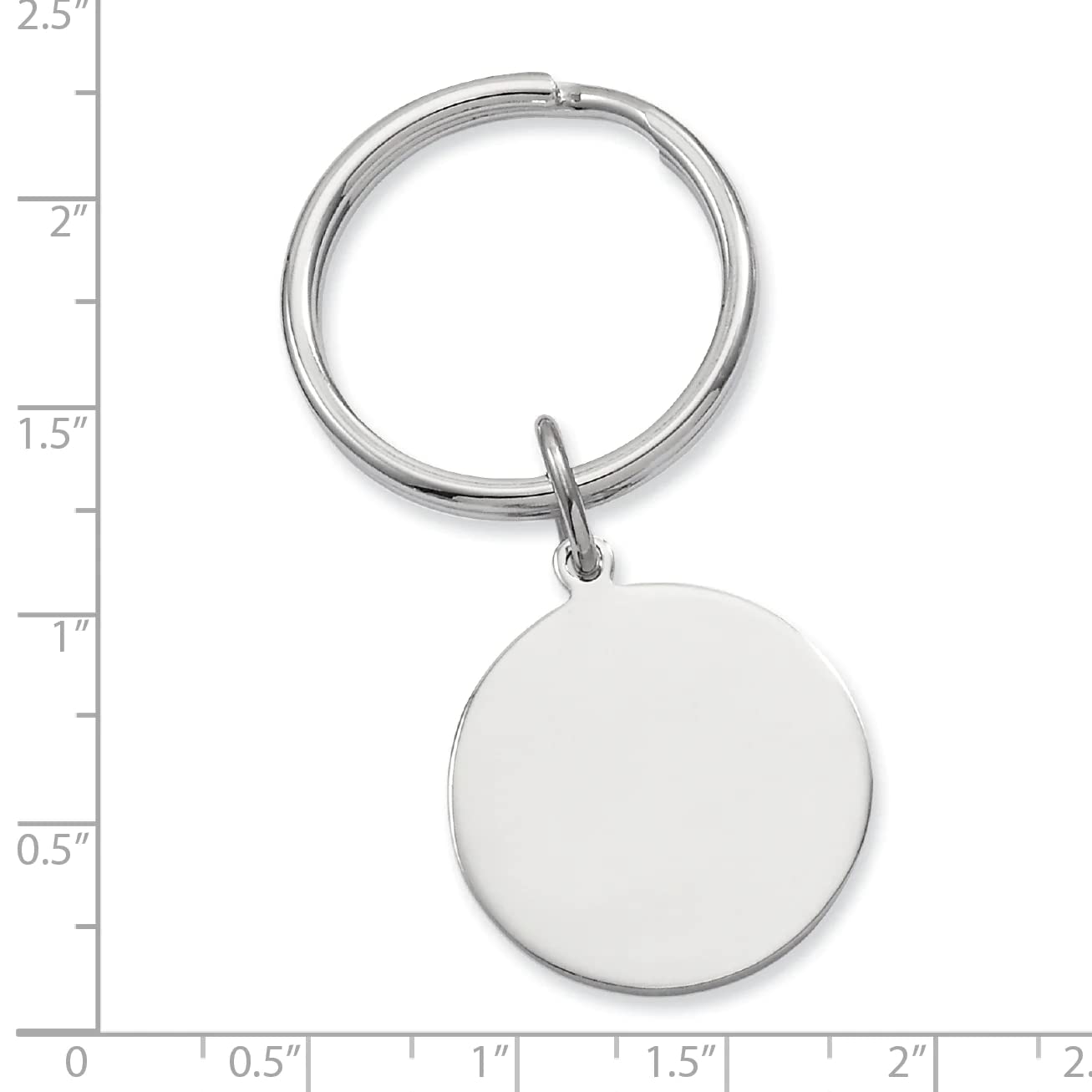 Rhodium-plated Kelly Waters Polished Round Key Ring Q-GL8707