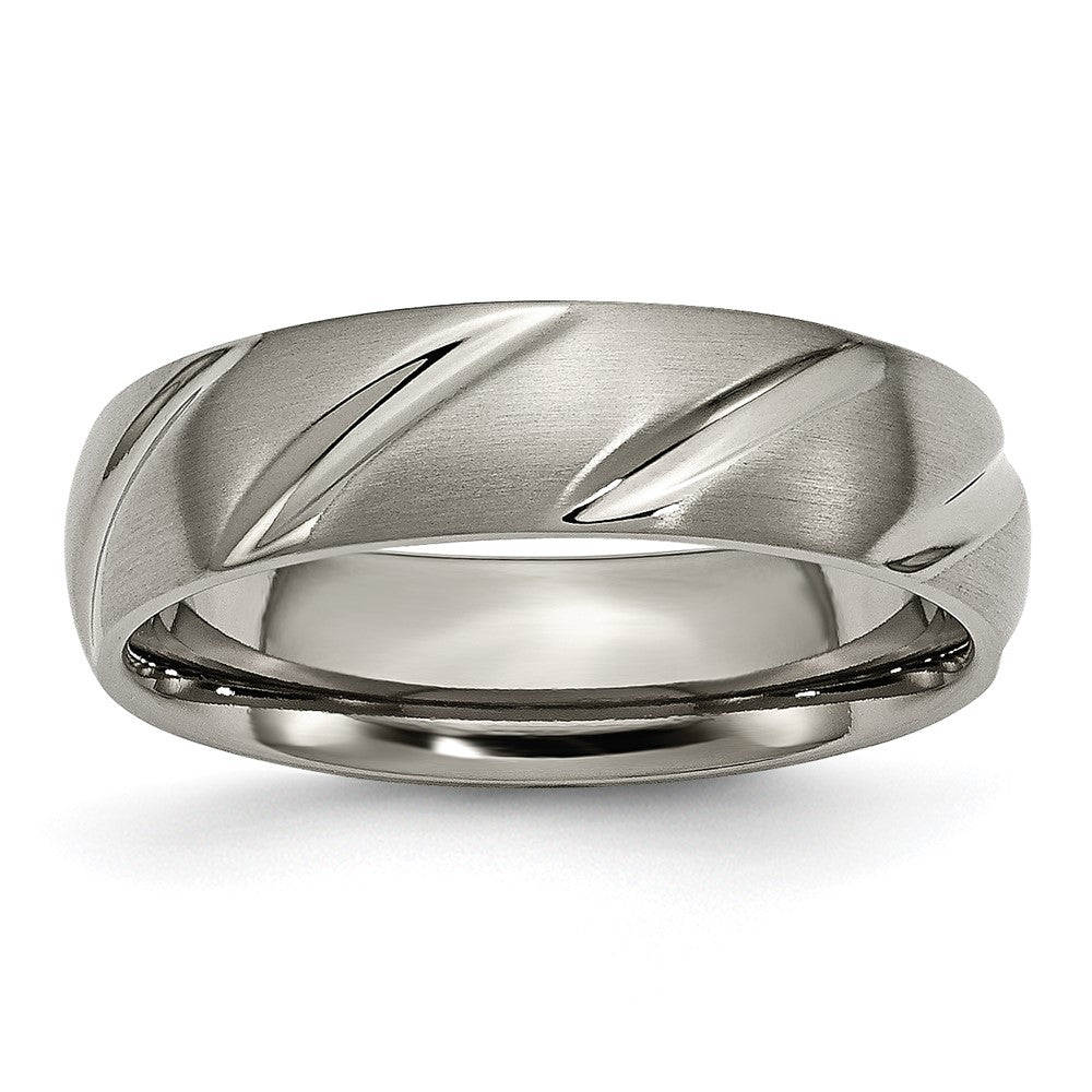 Titanium Satin 6mm Swirl Design Band Size - 6.5