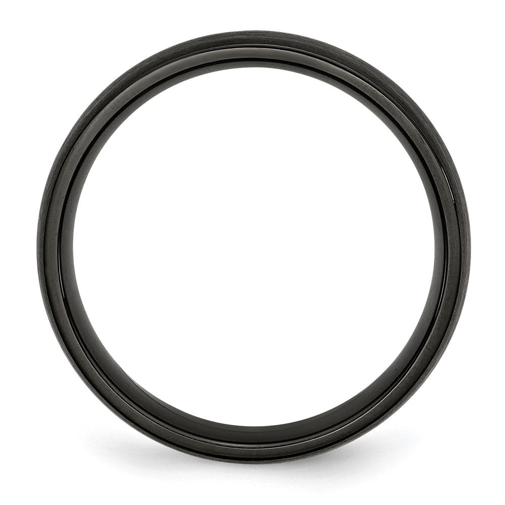 Stainless Steel 6mm Black IP-plated Brushed Band Size - 10.5