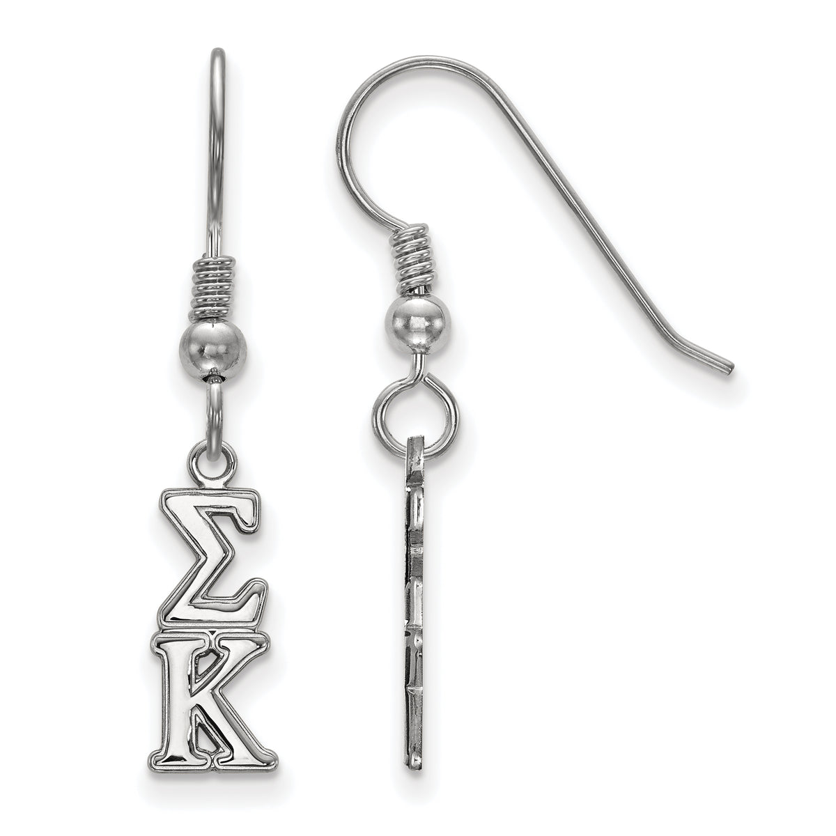 Sterling Silver Official Licensed Greek Sororities Sigma Kappa (??) Small Dangle Earrings