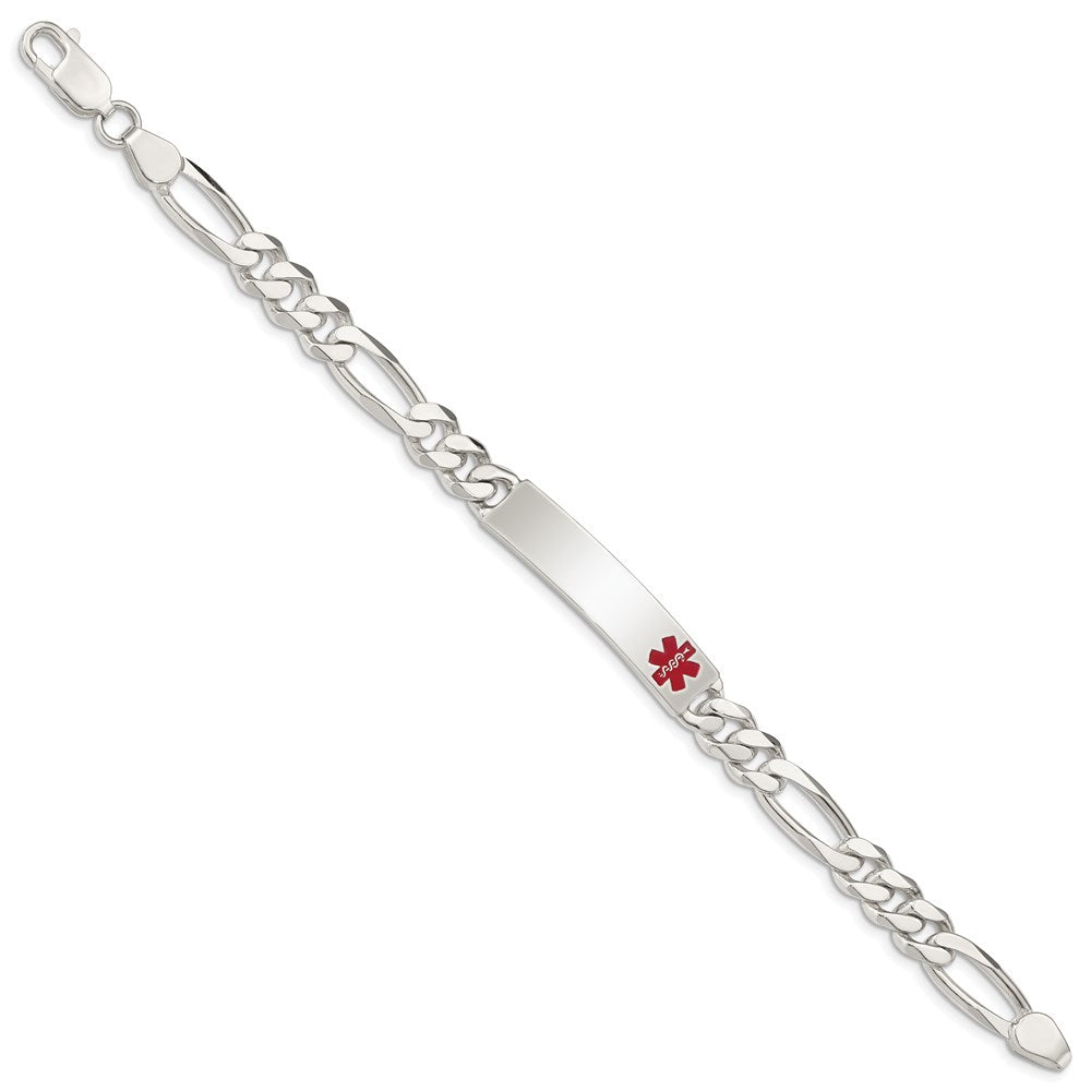 Sterling Silver Polished Medical Figaro Anchor Link ID Bracelet 7.5 inches