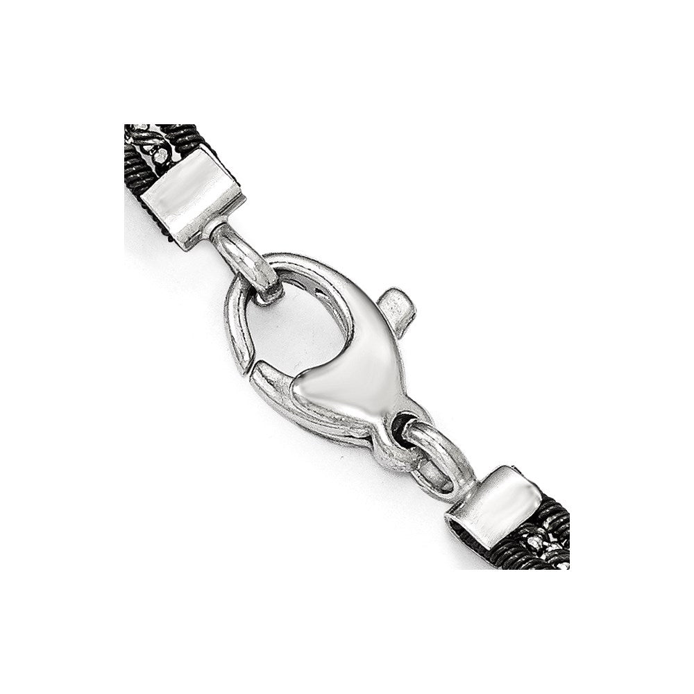 Sterling Silver Ruthenium-plated Mesh Bracelet