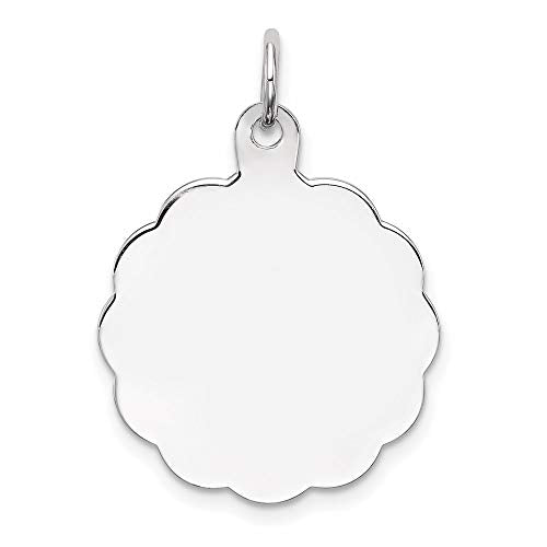 Sterling Silver Rh-plt Engraveable Polished Front/Satin Back Disc Charm
