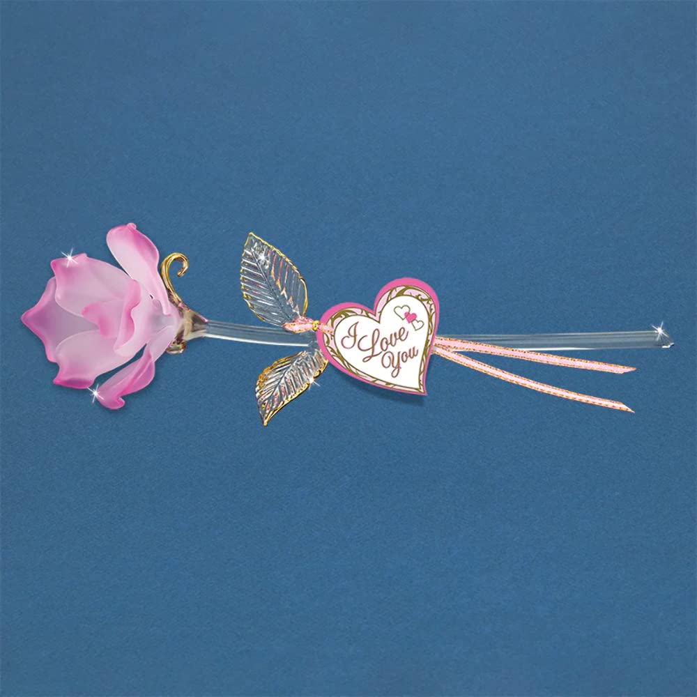Pink Rose Glass Figurine