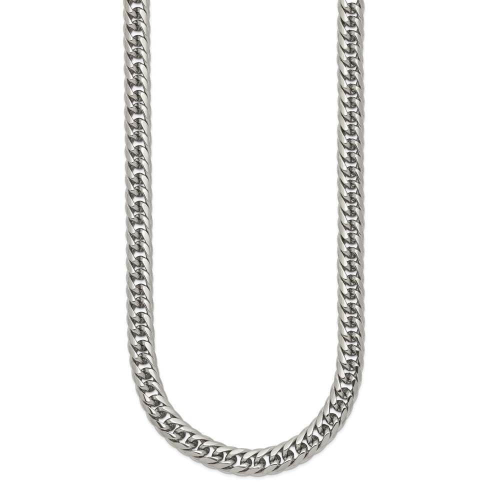 Stainless Steel Polished 24in Double Curb Chain Necklace