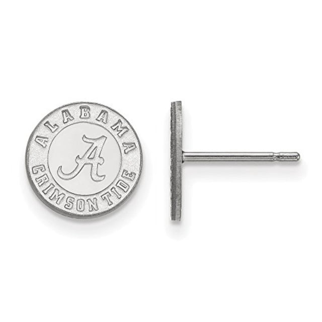 Sterling Silver Rhodium-plated LogoArt University of Alabama Crimson Tide Extra Small Post Earrings Q-SS049UAL