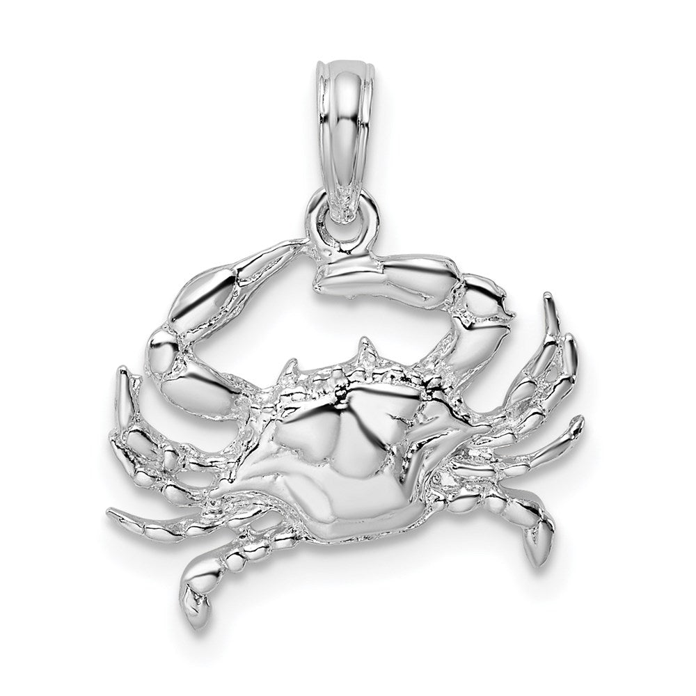 De-Ani Sterling Silver Rhodium-Plated Polished Blue Crab Pendant