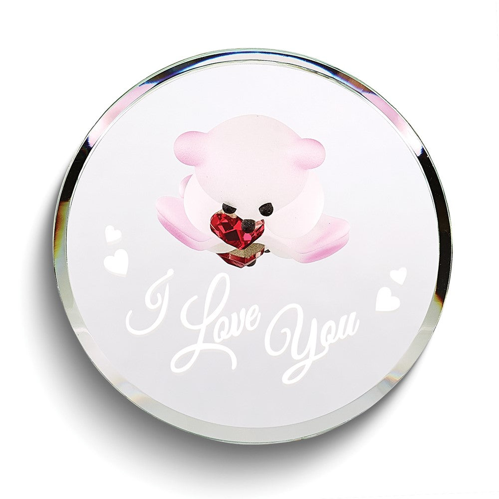 Glass Baron  Bear with Crystal Heart I Love You
