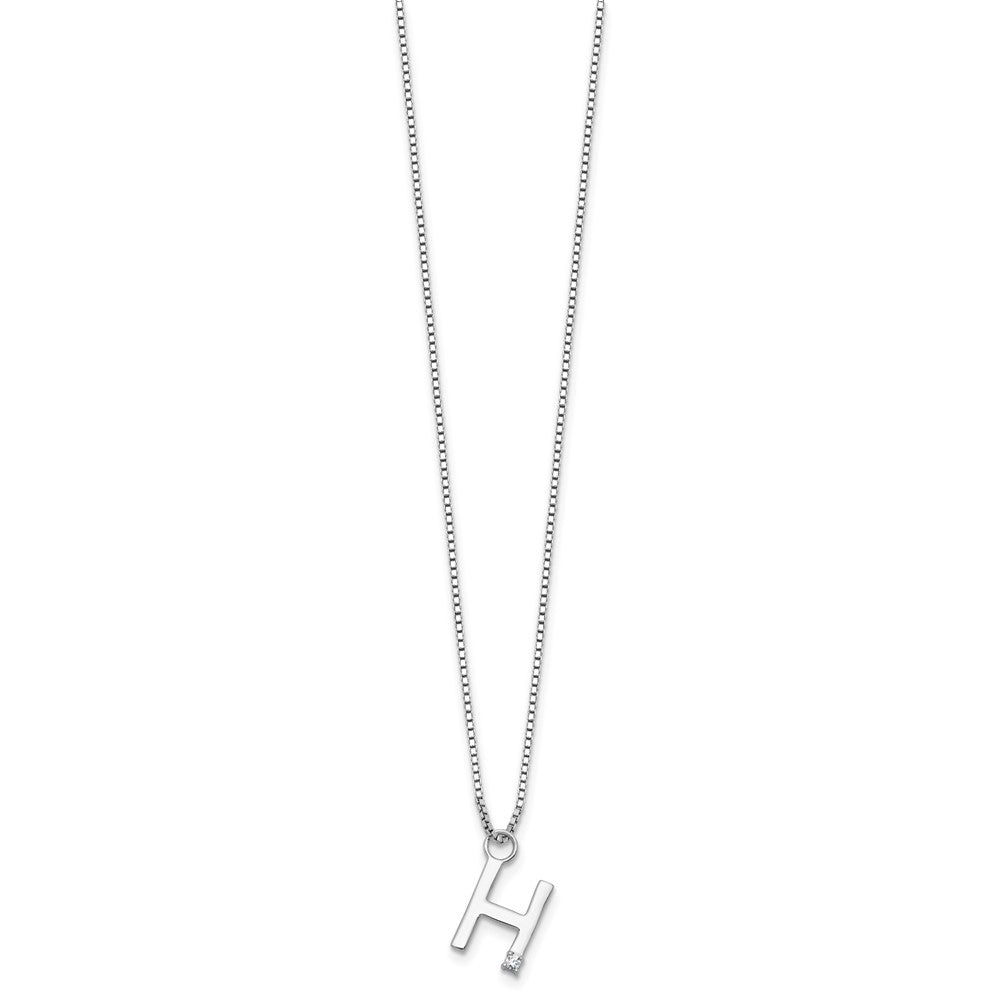 White Ice Sterling Silver Rhodium-plated 18 inch Diamond Letter H Initial Necklace plus 2 inch Extender 18 Inches