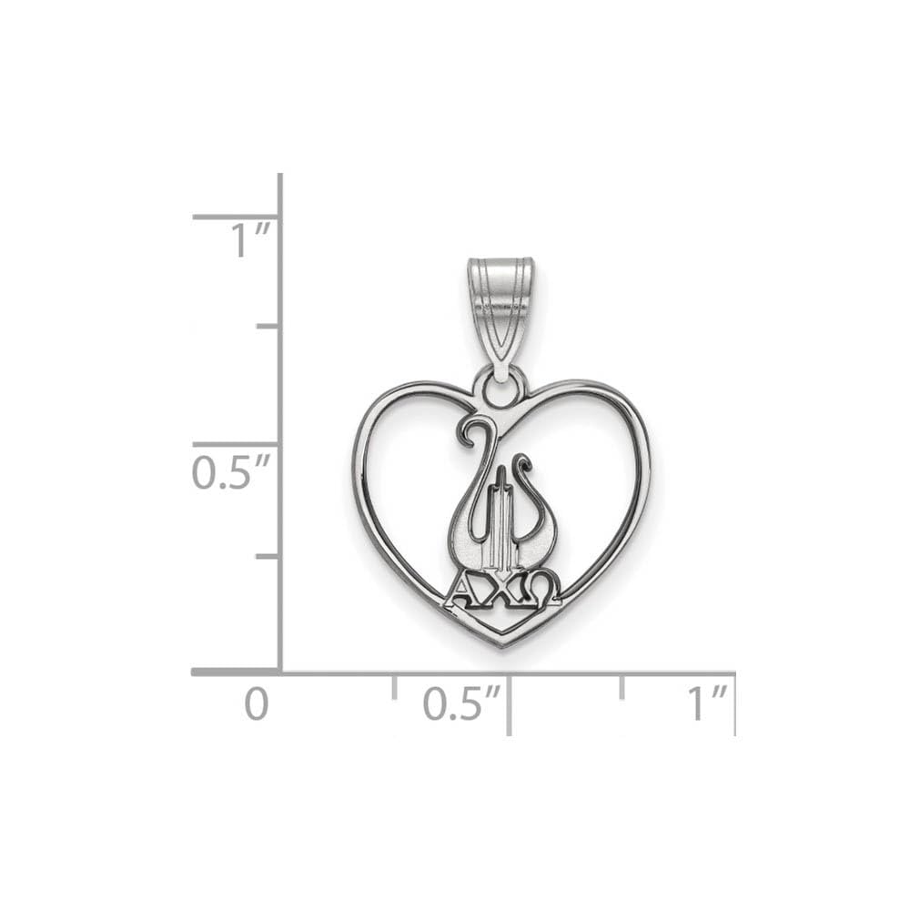 Sterling Silver Official Licensed Greek Sororities Alpha Chi Omega (???) Heart Pendant