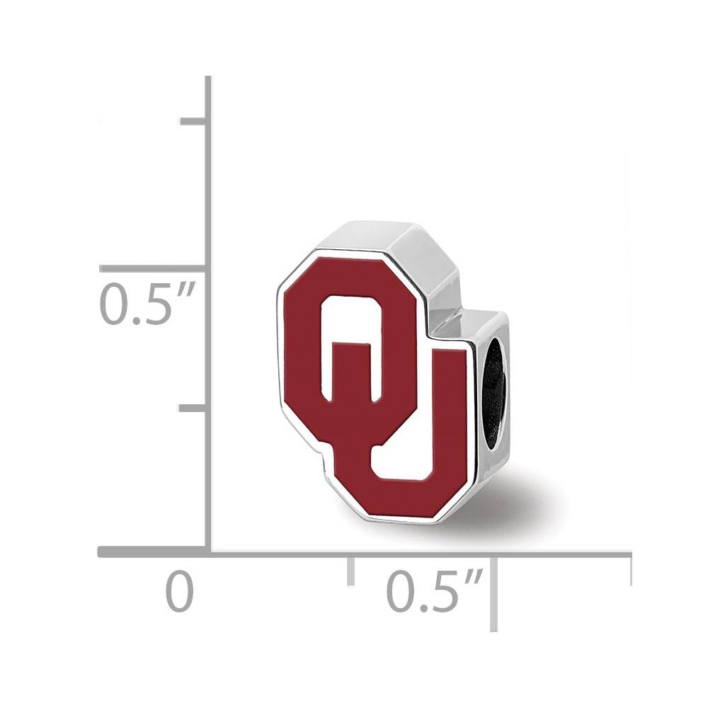 Logoart Sterling Silver the University Of Oklahoma 1-sided Enameled Bead Female Adult