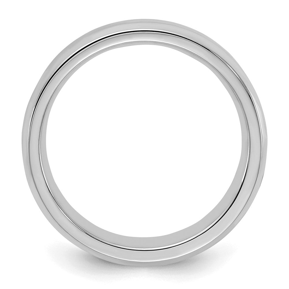 SS Rhodium-plated 5mm Bevel Edge Size 8 Band