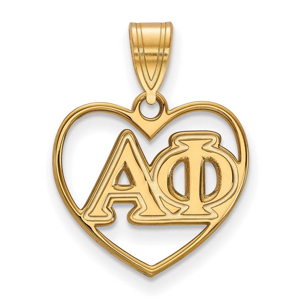 Logoart Sterling Silver Gp Alpha Phi Heart Pendant