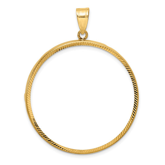 Wideband Distinguished Coin Jewelry 10k Polished and Diamond-cut 37.0mm Prong Coin Bezel Pendant