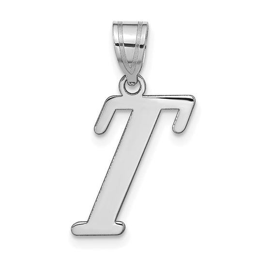 14kw Polished Letter T Initial Pendant