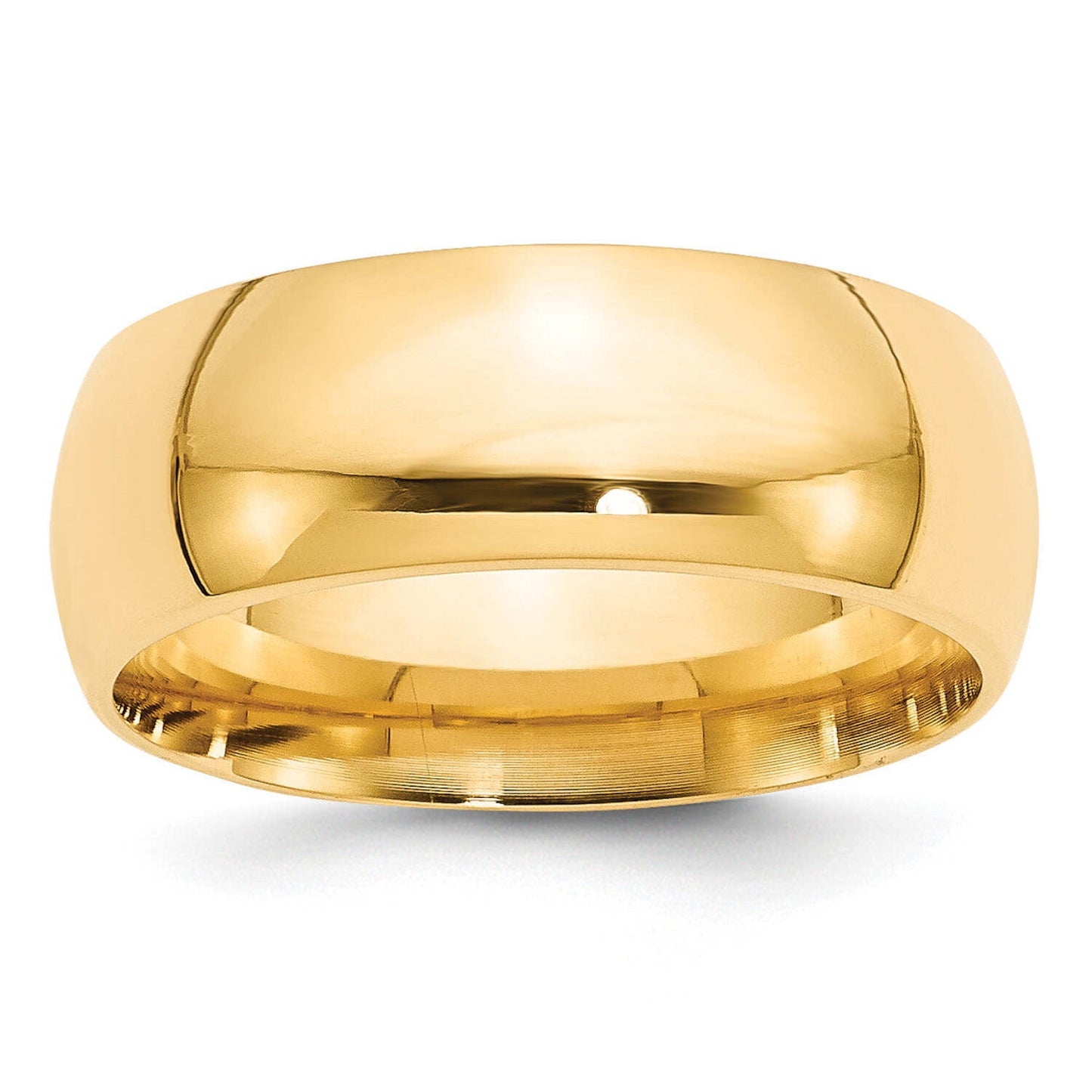 14k Yellow Gold 8mm Standard Weight Comfort Fit Wedding Band Size 10