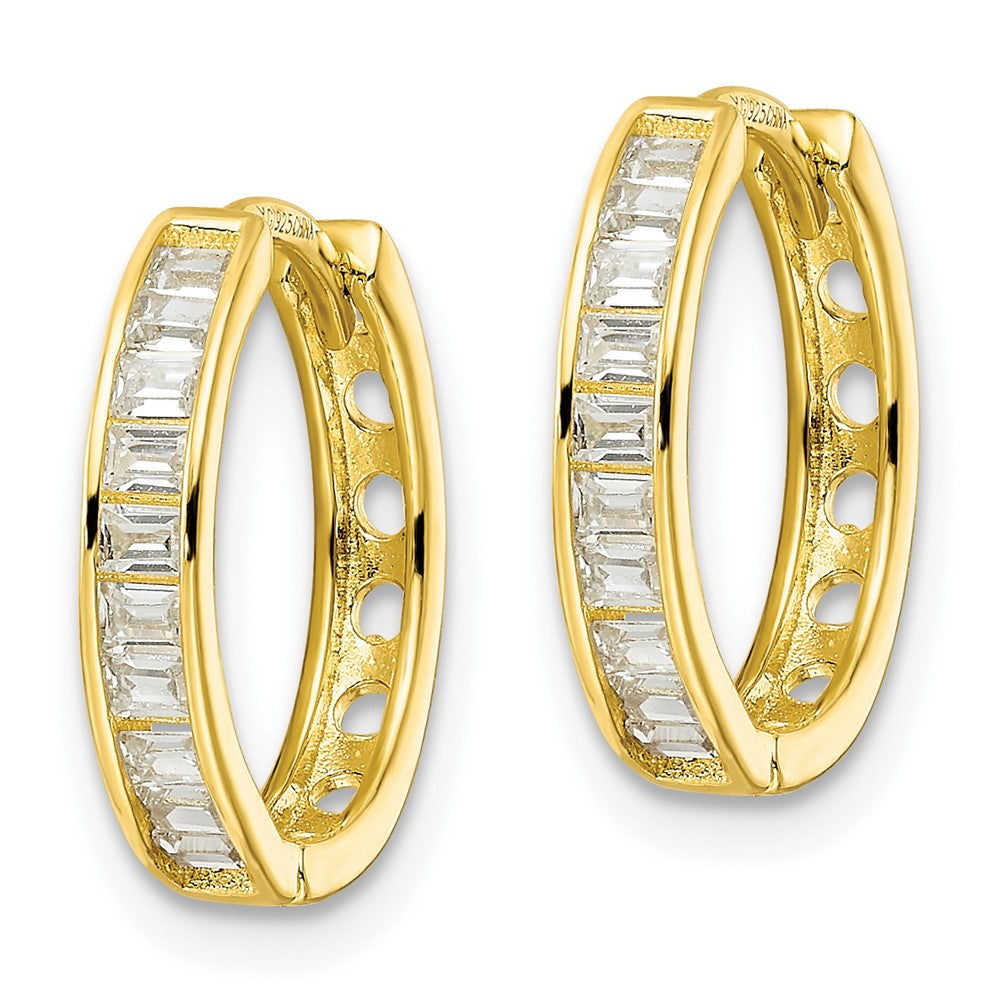 Sterling Silver Rhodium-plated D/C 3x45mm Hoop Earrings