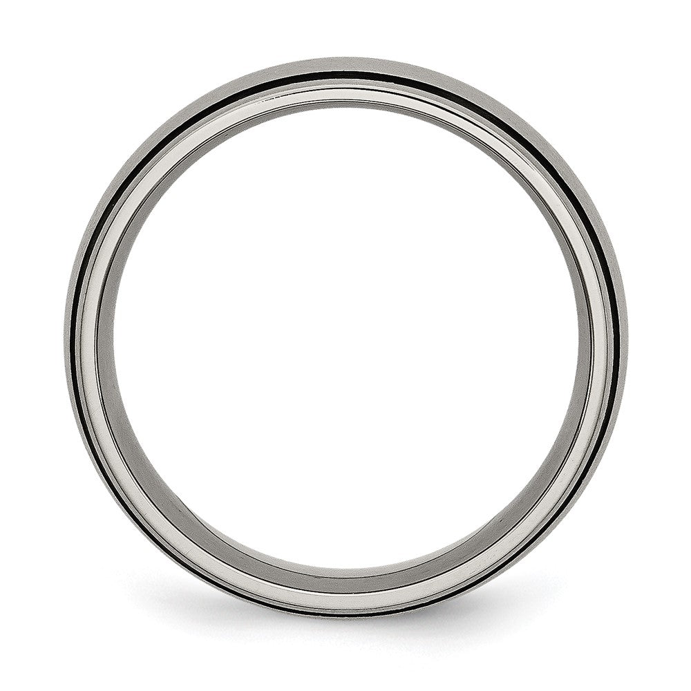 Titanium Brushed with Black Rubber 8mm Band Size - 11.5