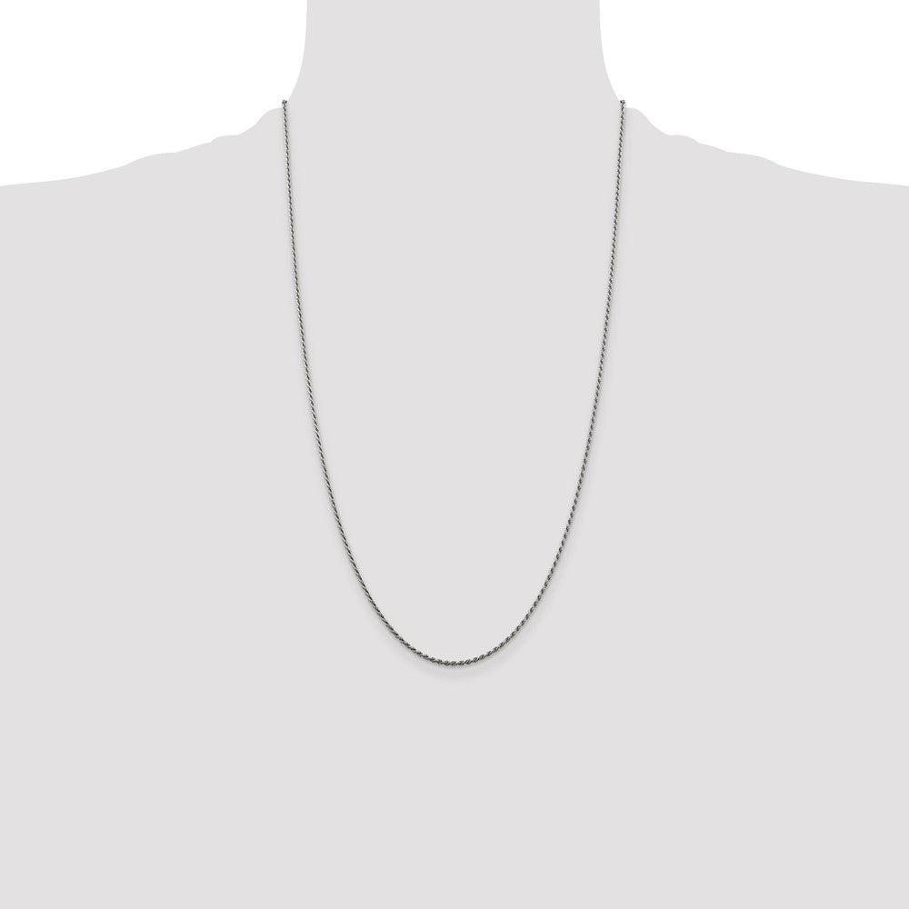 Sterling Silver Rhodium-plated 1.5mm Diamond-cut Rope Chain 26 Inches