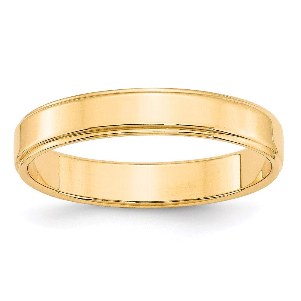 Primal Gold 14 Karat Yellow Gold 4mm Flat with Step Edge Band Size 4