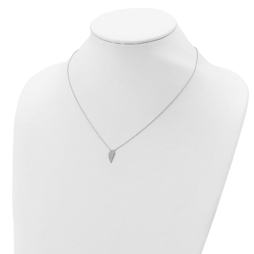 Sterling Silver Rhodium-plated CZ Wing Necklace 18 Inches